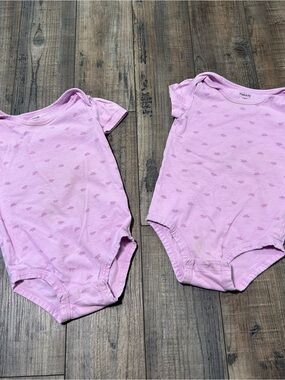Twin Girl‎ Pekkle Baby Bodysuits Purple Size 24 Months Snap Button Short Sleeve